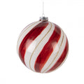 Clayre & Eef XXL Christbaumkugel aus Glas in Festtagsrot-weiß gestreift , Ø 15x15 cm (6GL5139)