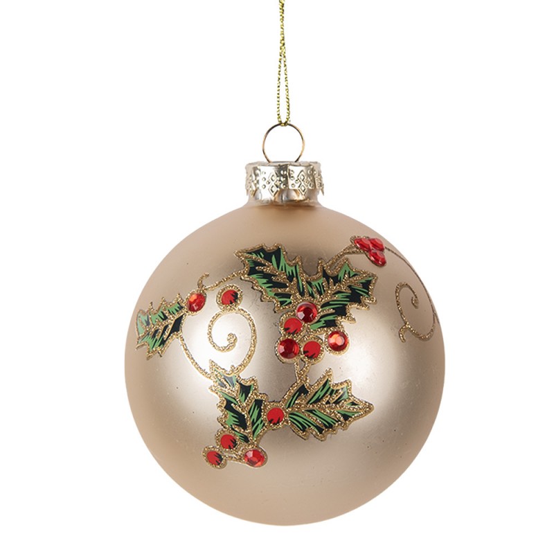Clayre & Eef Christbaumkugel aus Glas in Champagner-Gold geriffelt, Ø 8x8 cm (6GL5140)