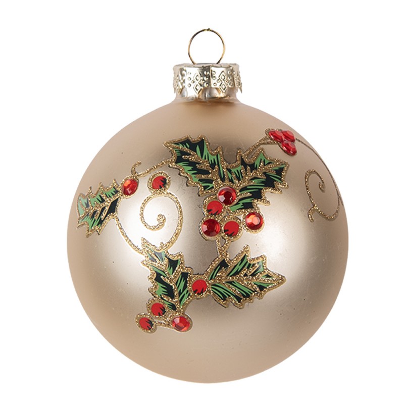 Clayre & Eef Christbaumkugel aus Glas in Champagner-Gold geriffelt, Ø 8x8 cm (6GL5140)