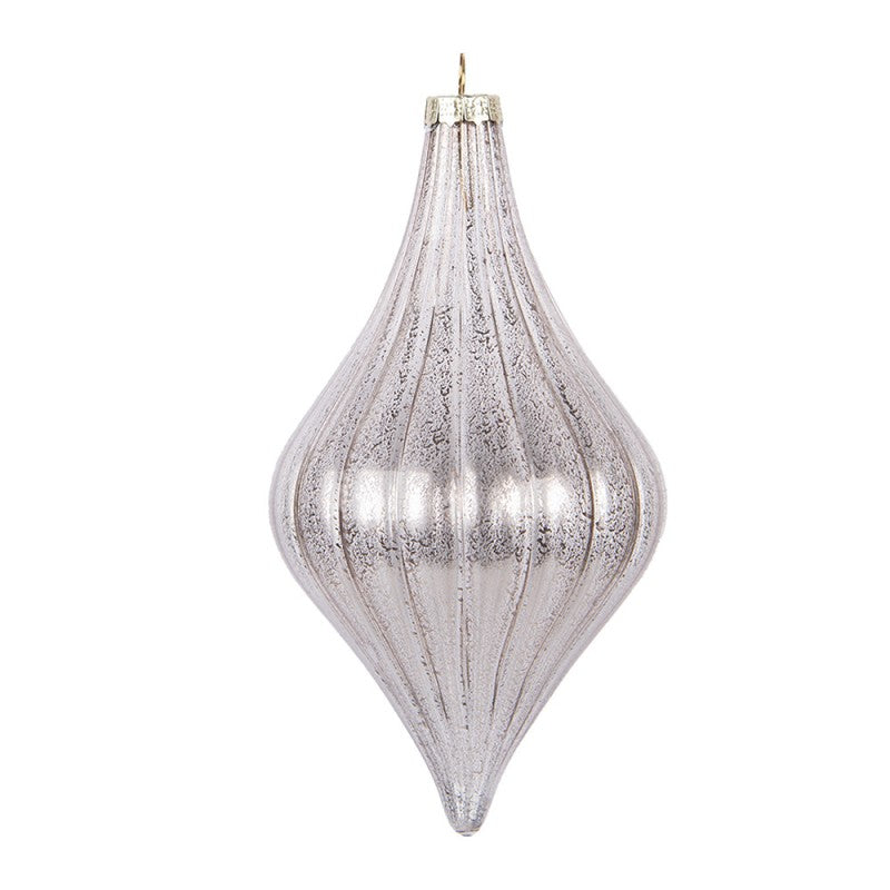Clayre & Eef Christbaumanhänger „Zapfen“ aus Glas in Silber, Ø 8x15 cm (6GL5142)