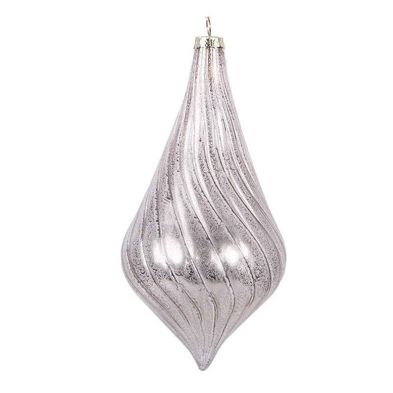 Clayre & Eef Christbaumanhänger „Eiszapfen Grand“ aus Glas in silberfarbend, Ø 8x17 cm (6GL5143)