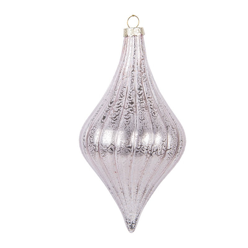 Clayre & Eef Christbaumanhänger „Zapfen“ aus Glas in Rosa, Ø 8x15 cm (6GL5146)
