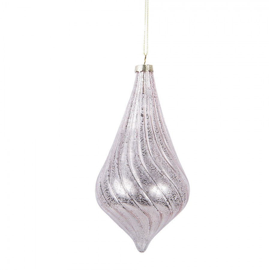 Clayre & Eef Christbaumanhänger „Eiszapfen Grand“ aus Glas in Rosa, Ø 8x17 cm (6GL5147)