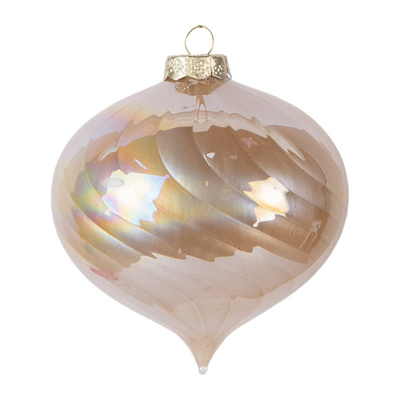 Clayre & Eef Christbaumkugel aus Glas in Champagner-Beige, Ø 10x10 cm (6GL5151)