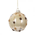 Clayre & Eef Christbaumkugel aus Glas in Beige verziert, Ø 8x8 cm (6GL5164)
