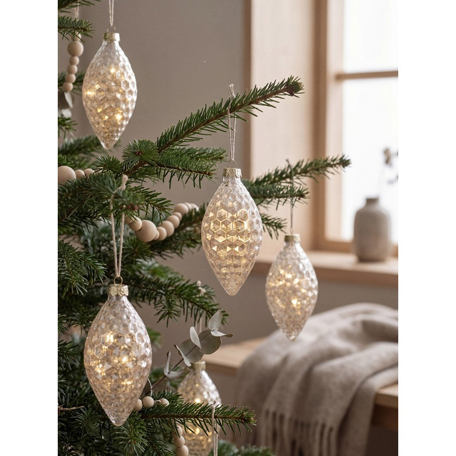 Clayre & Eef Christbaumanhänger „Zapfen“ aus Glas in Goldfarbig, Ø 6x12 cm (6GL5166)