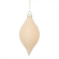 Clayre & Eef Christbaumanhänger „Tropfen“ aus Glas in Beige geriffelt, Ø 7x13 cm (6GL5169)
