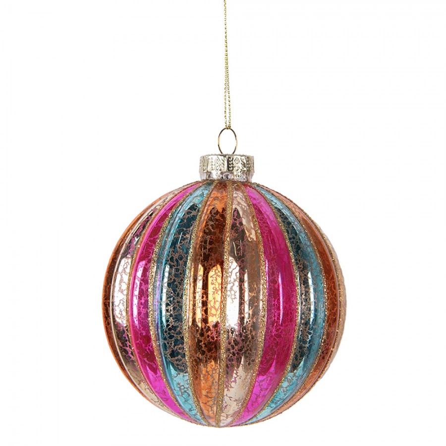 Clayre & Eef Christbaumkugel aus Glas in Mehrfarbig Pastell, Ø 10x11 cm (6GL5176)