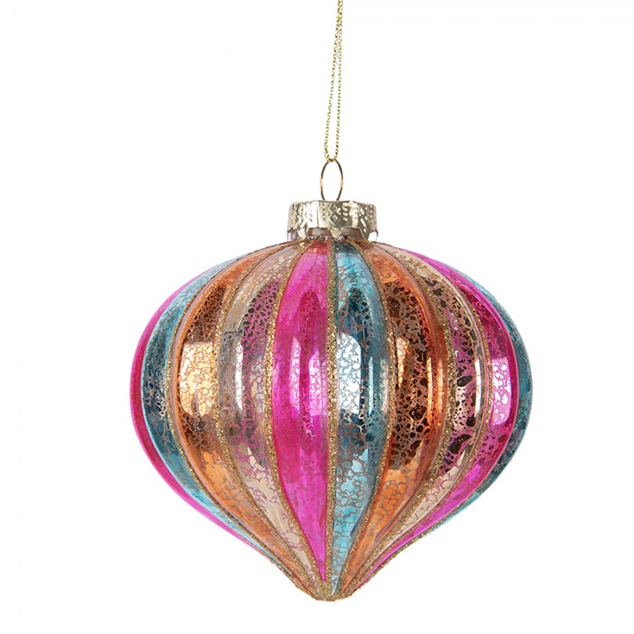 Clayre & Eef Christbaumkugel aus Glas in Mehrfarbig Pastell, Ø 10x10 cm (6GL5177)