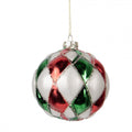 Clayre & Eef Christbaumkugel aus Glas in Weiß-Rot-Grün, Ø 10x10 cm (6GL5186)