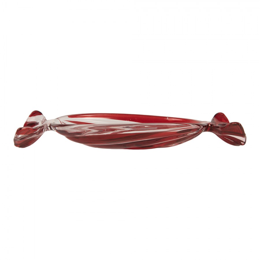 Clayre & Eef Dekoschale „Bonbon“ aus Glas in Rot, 23x11x4 cm (6GL5200)
