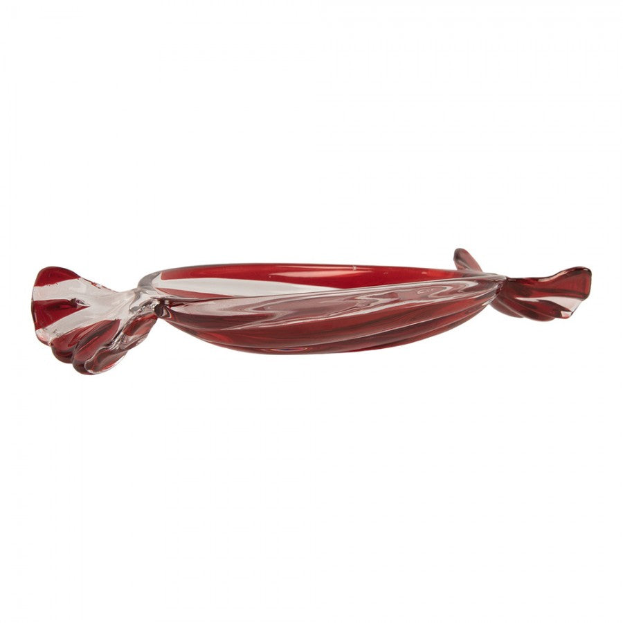 Clayre & Eef Dekoschale „Bonbon“ aus Glas in Rot, 23x11x4 cm (6GL5200)