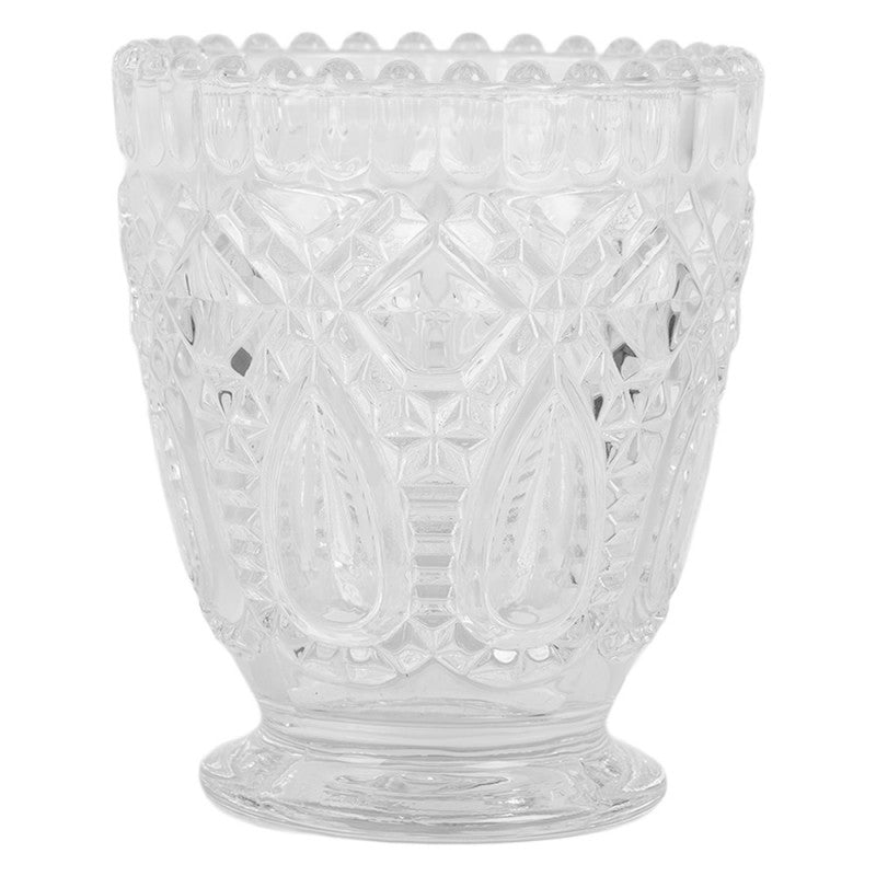 Clayre & Eef Teelichthalter Pokal Kelchform Fuß Kristall-Optik Perlenrand Ø 9x10 cm (6GL5208)