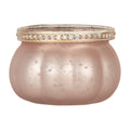 Clayre & Eef Teelichthalter Kürbisform Groß Rosa Frosted Perlen-Metallrand Ø 9x6 cm (6GL5213)