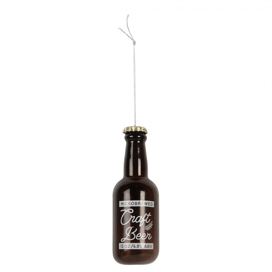 Weihnachtsanhänger Craft Beer Bierflasche Glas Braun Weiß Ø 5x13 cm von Clayre & Eef (6GL5231)