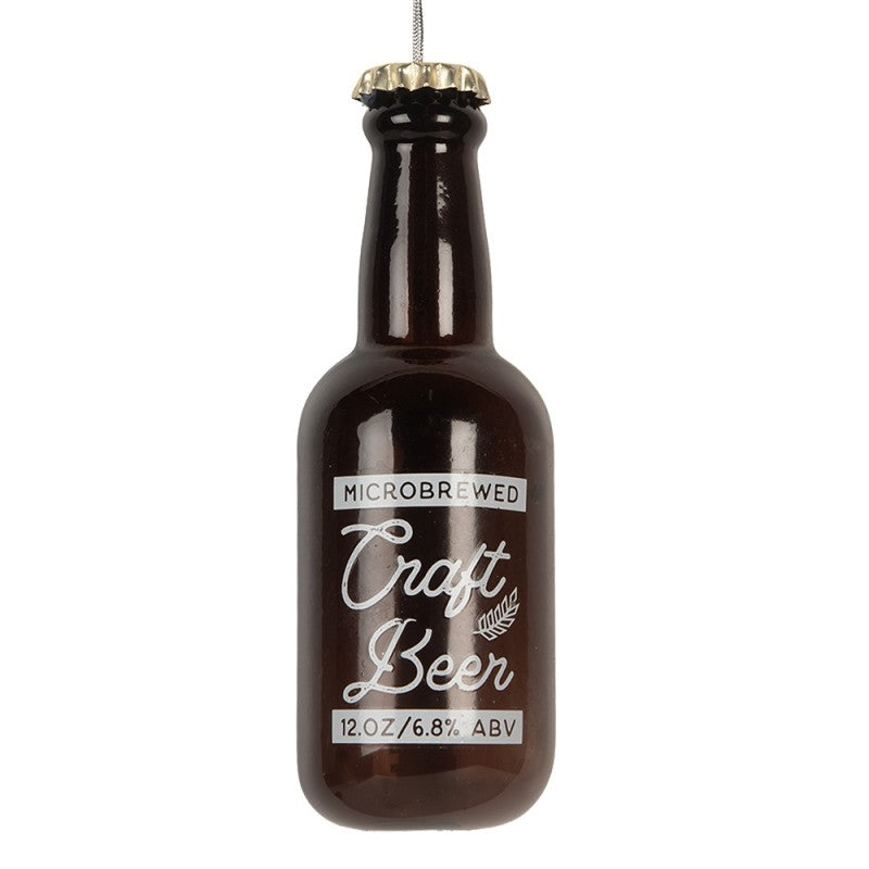 Weihnachtsanhänger Craft Beer Bierflasche Glas Braun Weiß Ø 5x13 cm von Clayre & Eef (6GL5231)