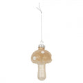 Weihnachtsanhänger Pilz Glas champagner Glitzer Beige Weiß Ø 4x8 cm von Clayre & Eef (6GL5232)