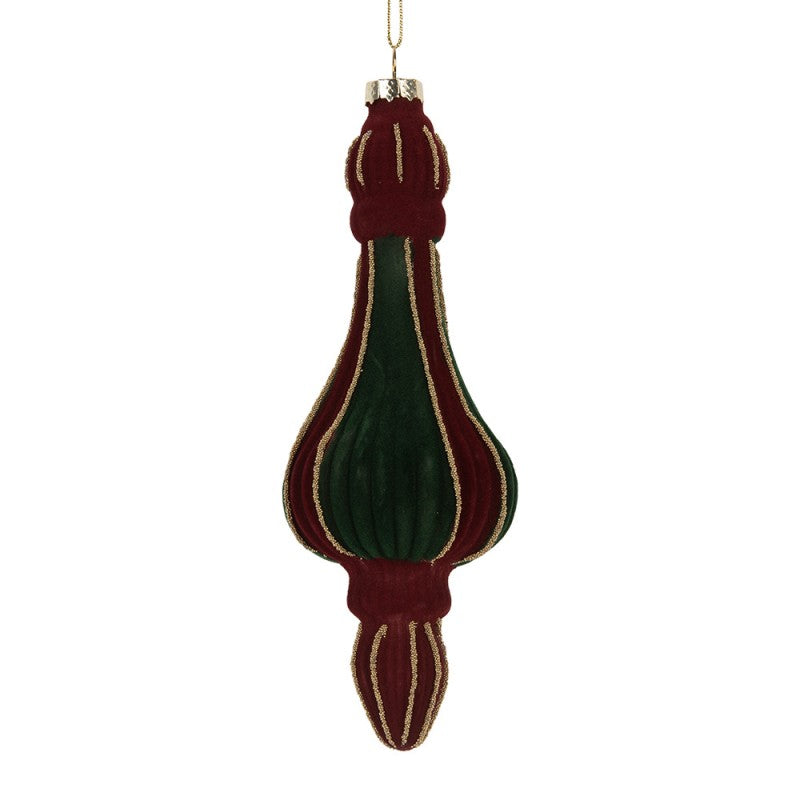 Clayre & Eef Christbaumanhänger Retro Vintage „Eiszapfen“ aus Glas in Rot-Grün, Ø 6x17 cm (6GL5235)