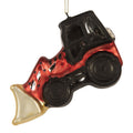 Weihnachtsanhänger Traktor Radlader mit Schaufel Glas Rot Schwarz 12x4x8 cm von Clayre & Eef (6GL5239)