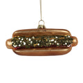 Weihnachtsanhänger Hot Dog Fast Food mit Glitzer-Topping Glas Braun Rot 13x4x6 cm von Clayre & Eef (6GL5240)