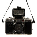 Weihnachtsanhänger Fotoapparat Retro Kamera mit Blitz Glas Schwarz Silber 9x5x9 cm von Clayre & Eef (6GL5242)