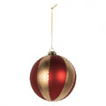 Clayre & Eef XL Christbaumkugel aus Glas in Goldfarben mit Rot geriffelt, Ø 12x12 cm (6GL5244L)