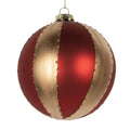 Clayre & Eef Christbaumkugel aus Glas in Goldfarben mit Rot geriffelt, Ø 8x8 cm (6GL5244M)
