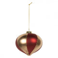 Clayre & Eef Christbaumkugel aus Glas in Goldfarben mit Rot geriffelt, Ø 10x10 cm (6GL5245)