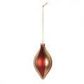 Clayre & Eef Christbaumanhänger „Zapfen“ aus Glas in Goldfarben mit Rot, Ø 8x15 cm (6GL5246)
