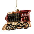 Weihnachtsanhänger Zug Dampflokomotive mit Weihnachtskranz Glas Rot Gold Schwarz 10x5x6 cm von Clayre & Eef (6GL5249)