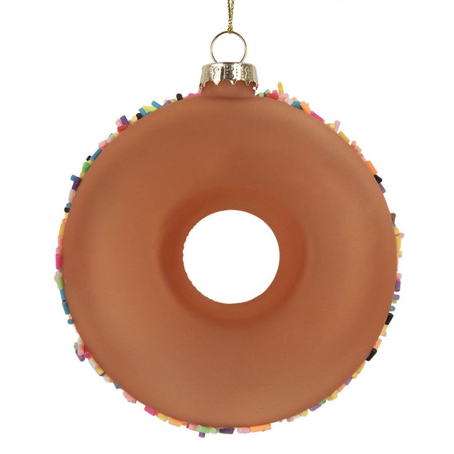 Weihnachtsanhänger Donut Glas Braun Bunt Streusel Ø 10x4 cm von Clayre & Eef (6GL5254)