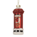 Weihnachtsanhänger Briefkasten Säule beschneit Glas Rot Weiß Glitzer Ø 4x11 cm von Clayre & Eef (6GL5256)