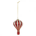 Weihnachtsanhänger Heißluftballon Glas Rot Weiß Gold Glitzer Ø 6x9 cm von Clayre & Eef (6GL5258)