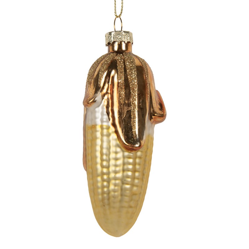 Weihnachtsanhänger Maiskolben Glas Gold Glitzer Ø 4x10 cm von Clayre & Eef (6GL5259)