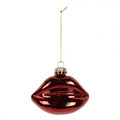Weihnachtsanhänger Kussmund Lippen Glas glänzend Rot Glitzer 8x4x7 cm von Clayre & Eef (6GL5261)