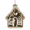 Weihnachtsanhänger Haus Winterhaus Glas Gold Perlen Schneeverziert 7x7x9 cm von Clayre & Eef (6GL5268)