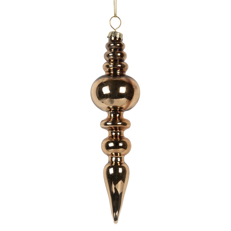 Clayre & Eef Christbaumanhänger „Eiszapfen“ aus Glas in Goldfarben, Ø 4x16 cm (6GL5270)