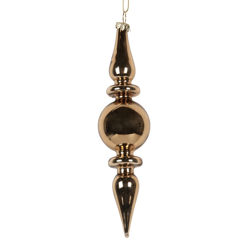 Clayre & Eef Christbaumanhänger „Zapfen Grand“ aus Glas in Goldfarben, Ø 5x19 cm (6GL5271)