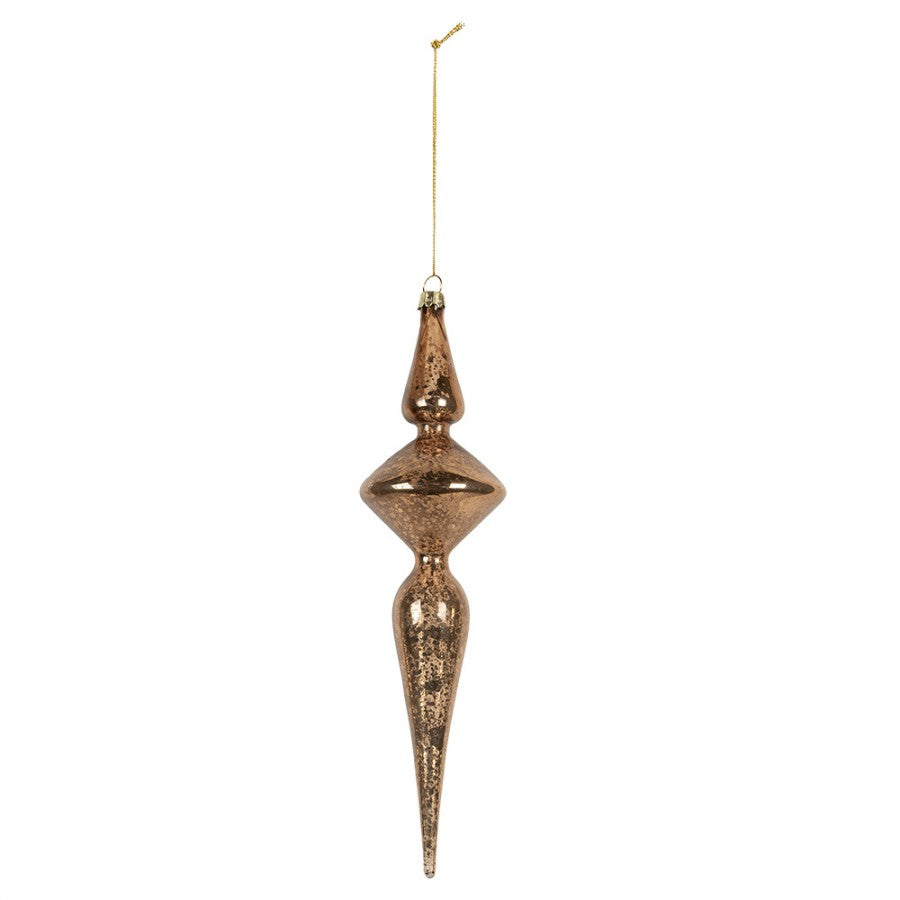 Clayre & Eef XXL Christbaumanhänger „Prunkzapfen“ aus Glas in Goldfarben, Ø 8x32 cm (6GL5273)