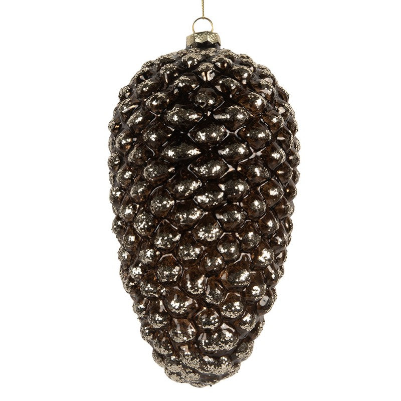 Clayre & Eef XXL Christbaumanhänger „Tropfen Grand“ aus Glas in Silberfarben, Ø 12x24 cm (6GL5274)