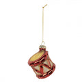 Weihnachtsanhänger Trommel Glas Rot Creme Gold Glitzer Ø 4x5 cm von Clayre & Eef (6GL5279)