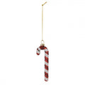 Weihnachtsanhänger Zuckerstange Candy Cane Glas Rot Weiß Glitzer 4x1x12 cm von Clayre & Eef (6GL5281)