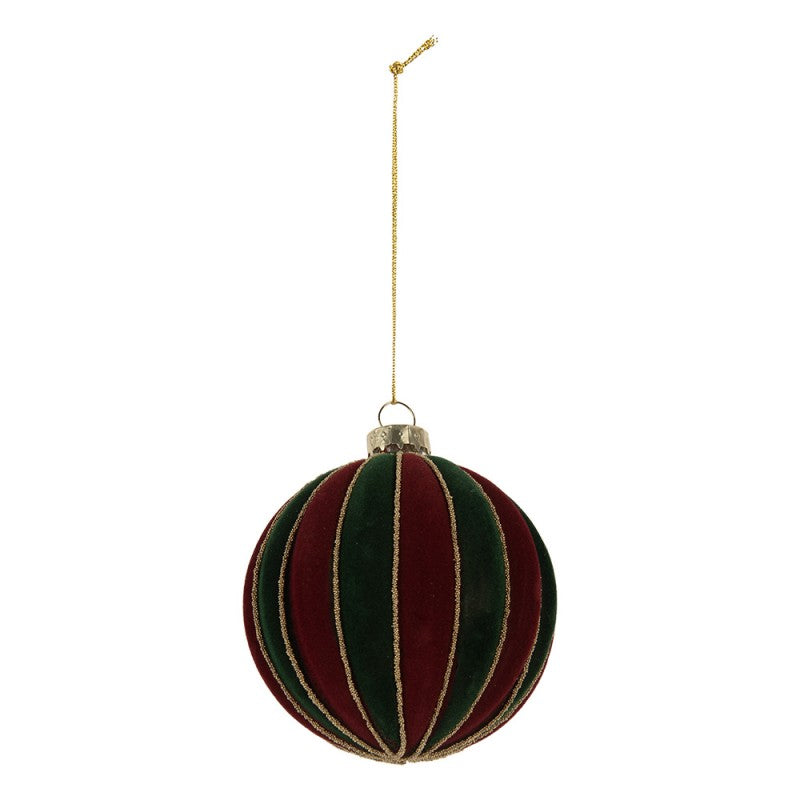 Clayre & Eef Christbaumkugel aus Glas in Rot-Grün, Ø 8x8 cm (6GL5283)