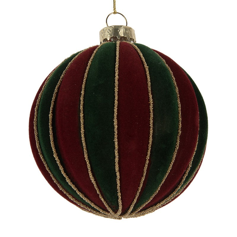 Clayre & Eef Christbaumkugel aus Glas in Rot-Grün, Ø 8x8 cm (6GL5283)