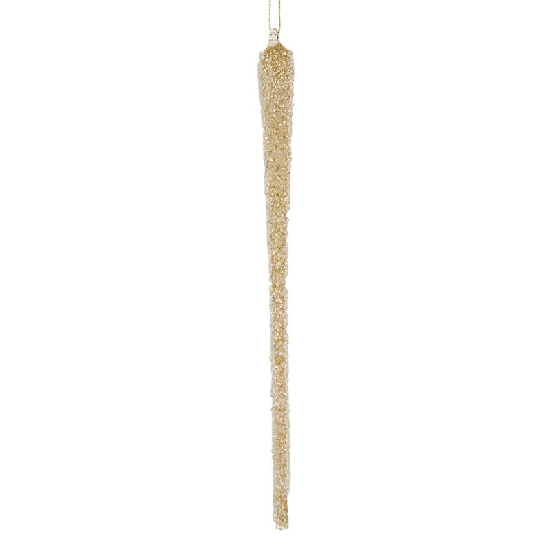 Weihnachtsanhänger Eiszapfen Glas strukturiert Gold Glitzer Ø 2x25 cm von Clayre & Eef (6GL5285)