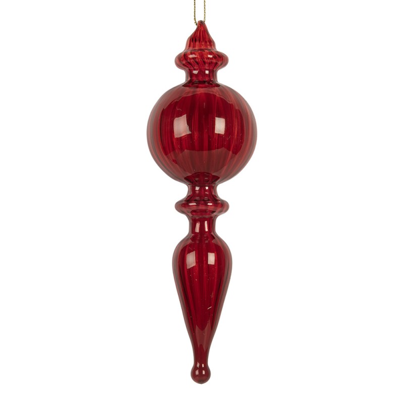 Clayre & Eef Christbaumanhänger „Zapfen“ aus Glas in Festtagsrot glänzend, Ø 5x17 cm (6GL5288)