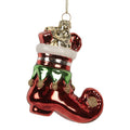 Weihnachtsanhänger Wichtelstiefel mit Geschenken Glas Rot Grün 9x4x10 cm von Clayre & Eef (6GL5291)
