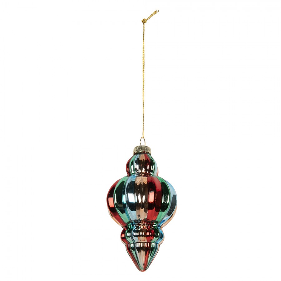 Clayre & Eef Christbaumanhänger „Tropfen“ aus Glas in Mehrfarbig Pastell, Ø 7x12 cm (6GL5301)