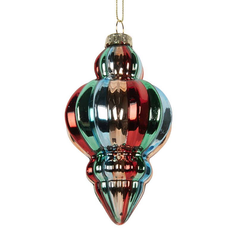 Clayre & Eef Christbaumanhänger „Tropfen“ aus Glas in Mehrfarbig Pastell, Ø 7x12 cm (6GL5301)