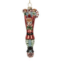 Weihnachtsanhänger Elf an Zuckerstange turnend Glas Rot Grün Weiß 4x2x13 cm von Clayre & Eef (6GL5309)